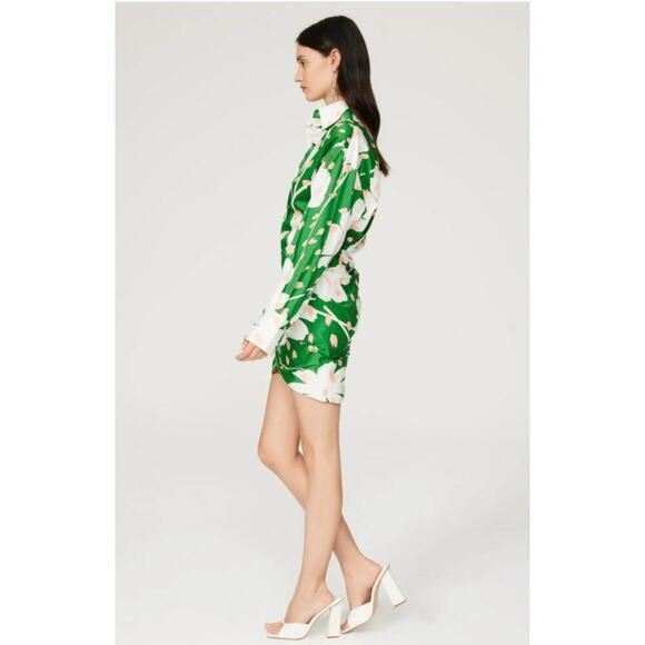 B39 Monse Floral Wrap Shirt Dress Womens 4 Art Gallerycore Runway Statement Chic - Picture 2 of 11